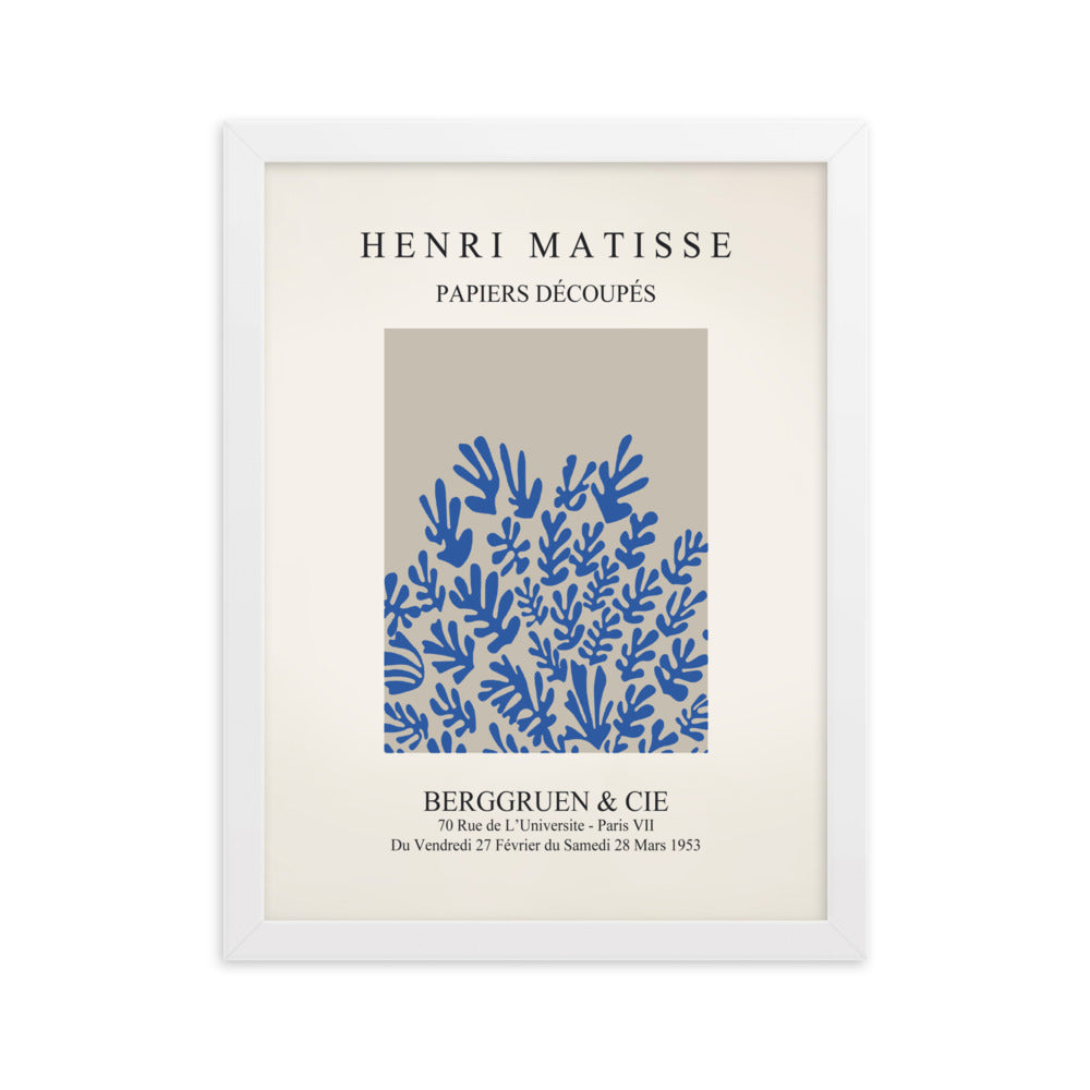 Poster - Henri Matisse, Papier Découpés blaue Blumen Weiß / 30×40 cm artlia