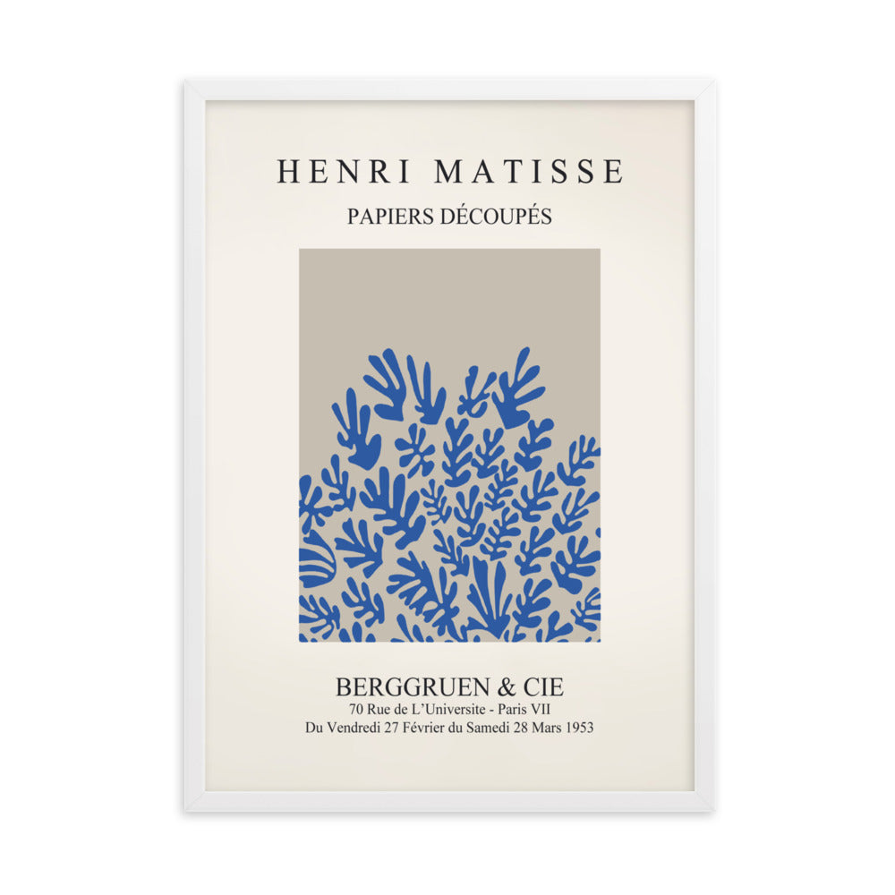 Poster - Henri Matisse, Papier Découpés blaue Blumen Weiß / 50×70 cm artlia