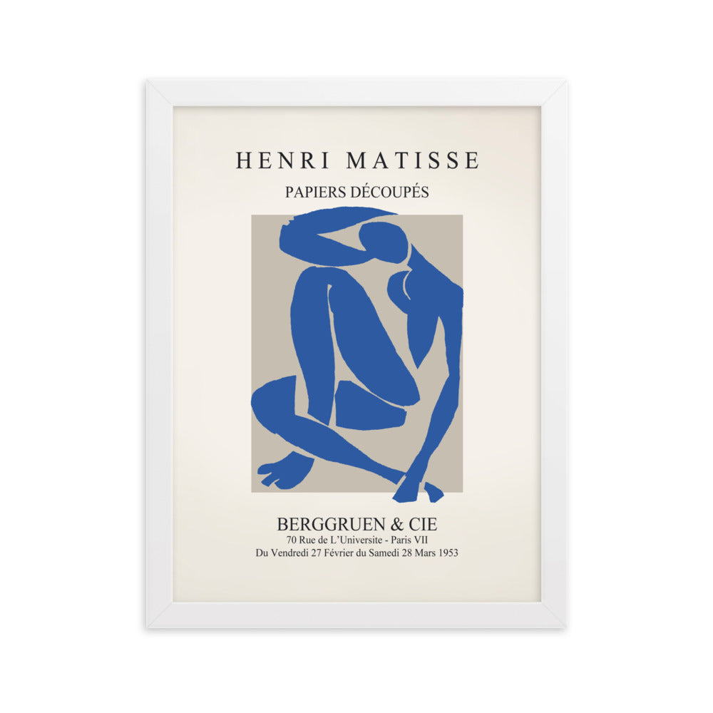 Poster - Henri Matisse, Papier Découpés blauer Akt Weiß / 30×40 cm artlia