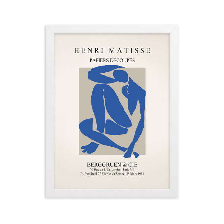 Poster - Henri Matisse, Papier Découpés blauer Akt Weiß / 30×40 cm artlia