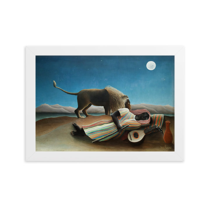 Poster - Henri Rousseau, Die schlafende Zigeunerin Weiß / 21×30 cm artlia