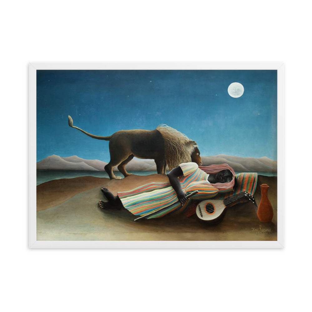 Poster - Henri Rousseau, Die schlafende Zigeunerin Weiß / 50×70 cm artlia