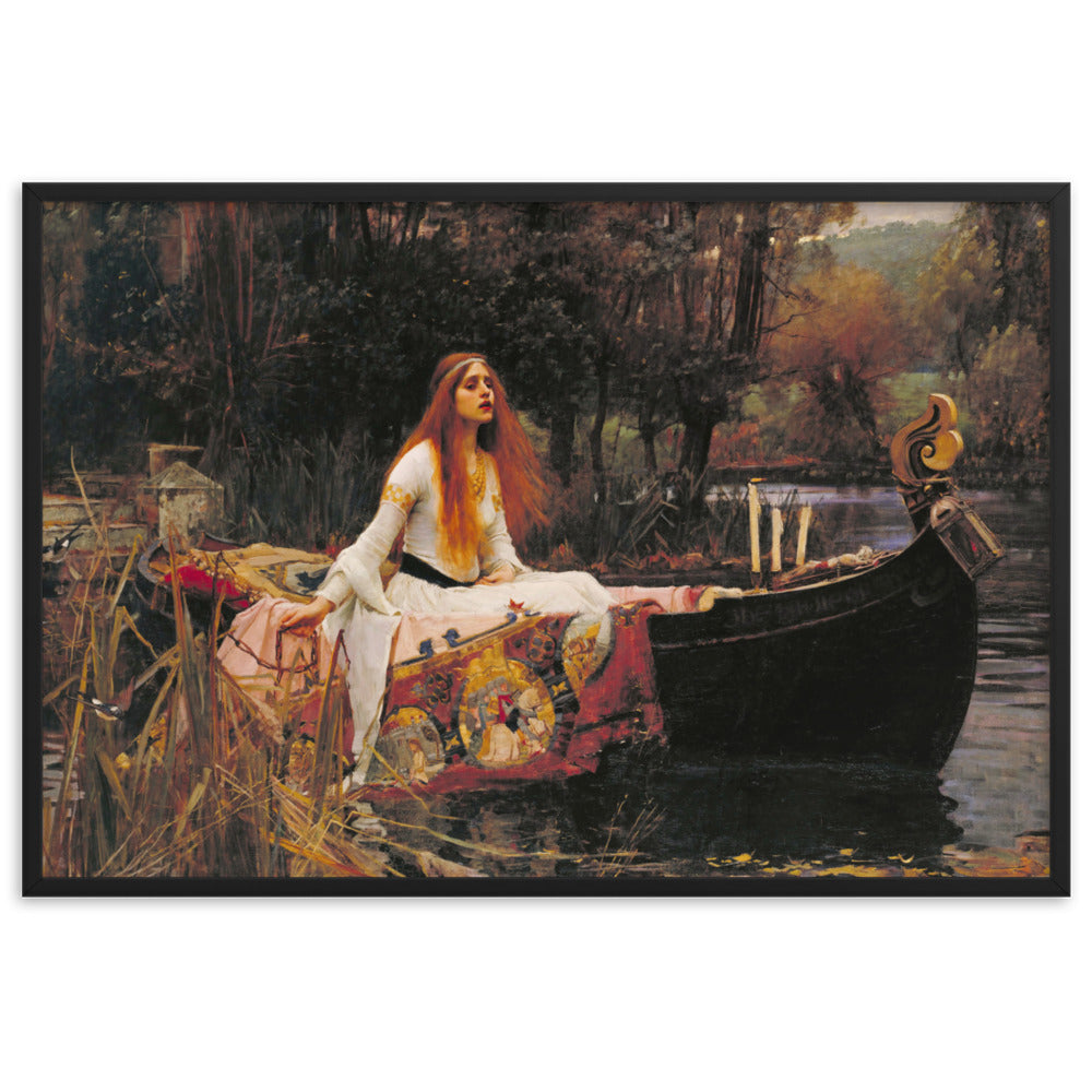 Poster - John William Waterhouse, Die Dame von Shalott Schwarz / 61×91 cm artlia