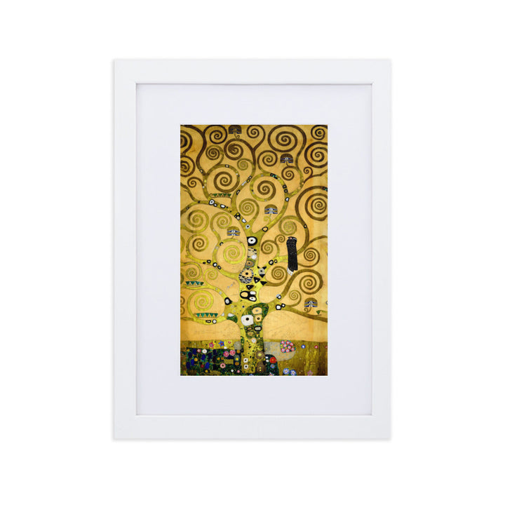 Poster mit Passepartout - Gustav Klimt, der Lebensbaum Weiß / 21×30 cm artlia
