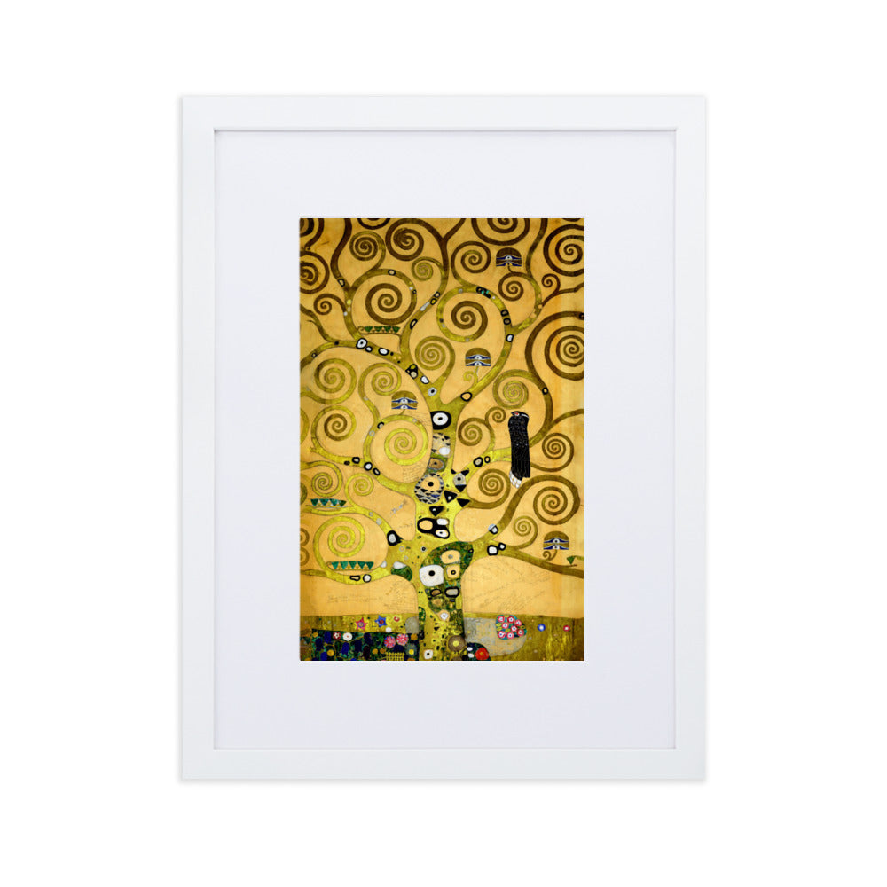 Poster mit Passepartout - Gustav Klimt, der Lebensbaum Weiß / 30×40 cm artlia