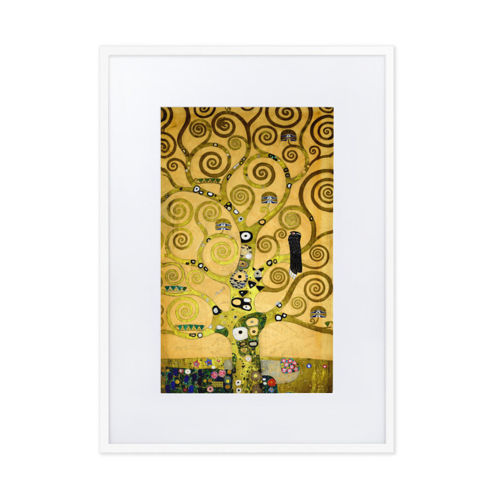Poster mit Passepartout - Gustav Klimt, der Lebensbaum Weiß / 50×70 cm artlia