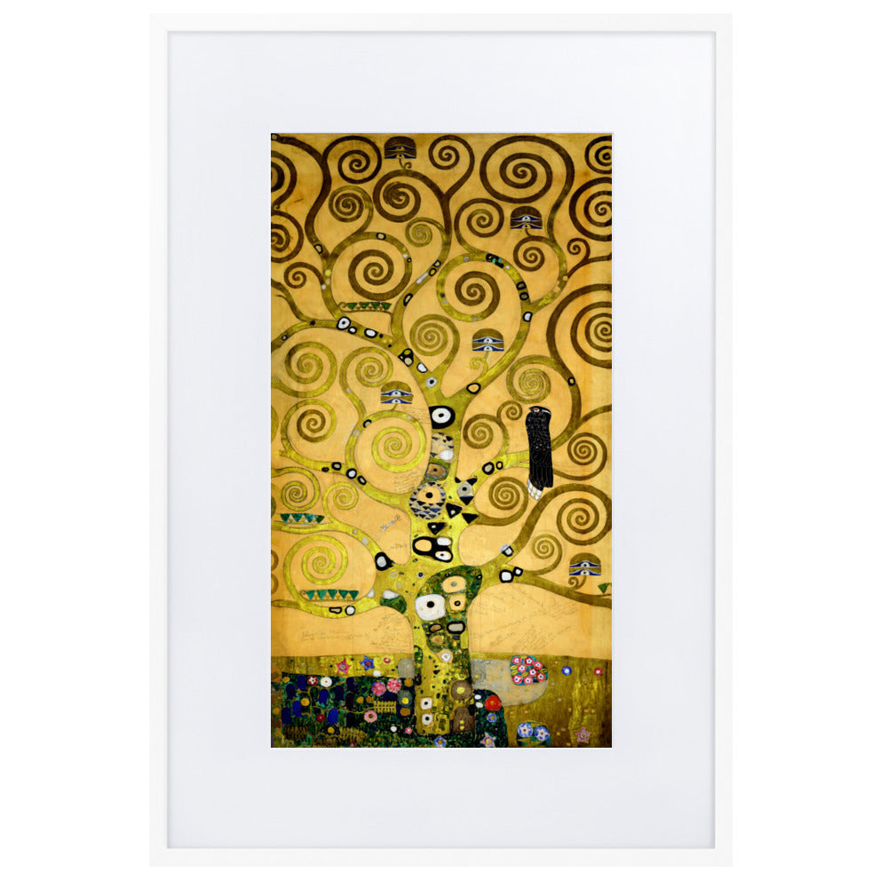 Poster mit Passepartout - Gustav Klimt, der Lebensbaum Weiß / 61×91 cm artlia