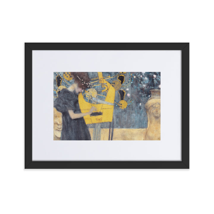 Poster mit Passepartout - Gustav Klimt, Die Musik Schwarz / 30×40 cm artlia
