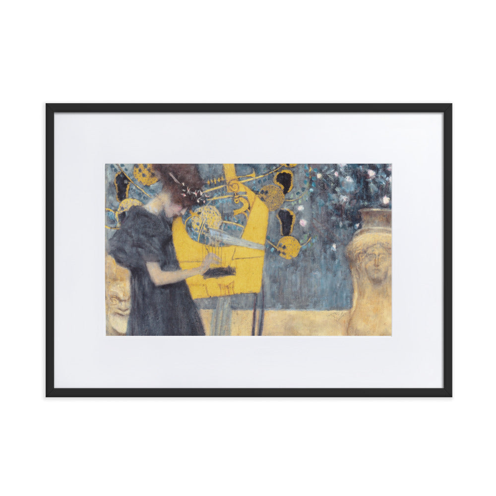 Poster mit Passepartout - Gustav Klimt, Die Musik Schwarz / 50×70 cm artlia