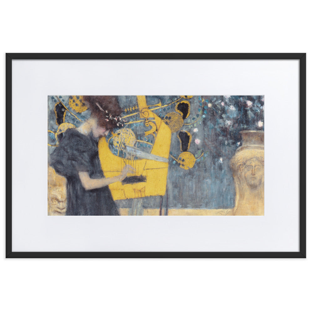 Poster mit Passepartout - Gustav Klimt, Die Musik Schwarz / 61×91 cm artlia