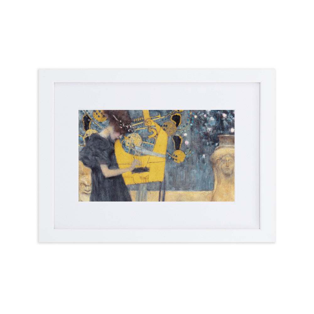 Poster mit Passepartout - Gustav Klimt, Die Musik Weiß / 21×30 cm artlia