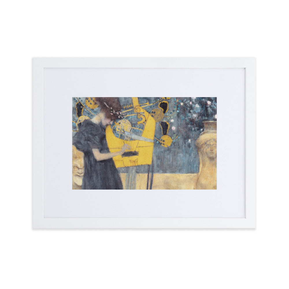 Poster mit Passepartout - Gustav Klimt, Die Musik Weiß / 30×40 cm artlia