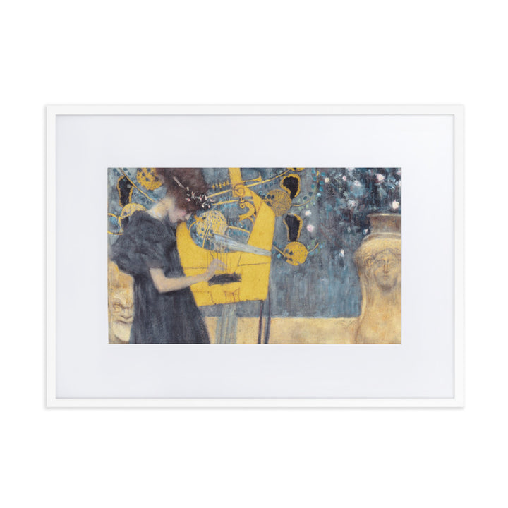 Poster mit Passepartout - Gustav Klimt, Die Musik Weiß / 50×70 cm artlia