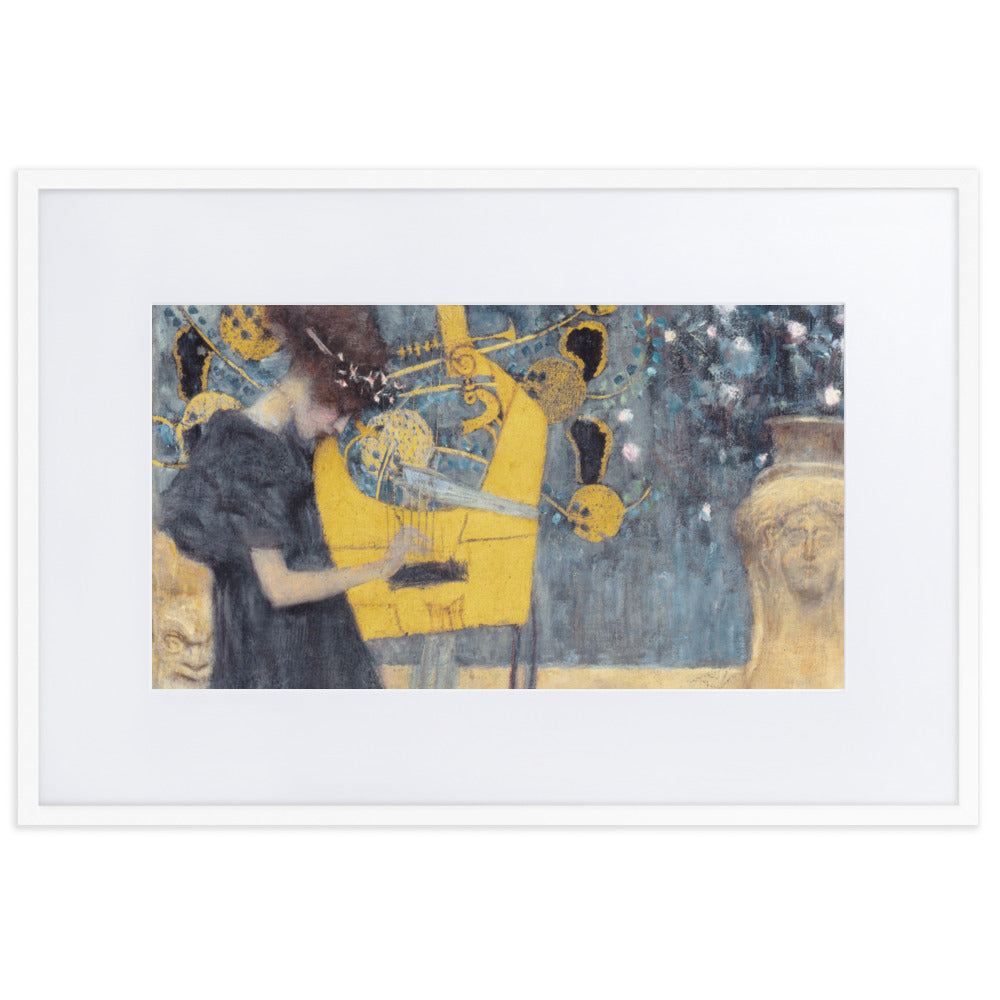 Poster mit Passepartout - Gustav Klimt, Die Musik Weiß / 61×91 cm artlia