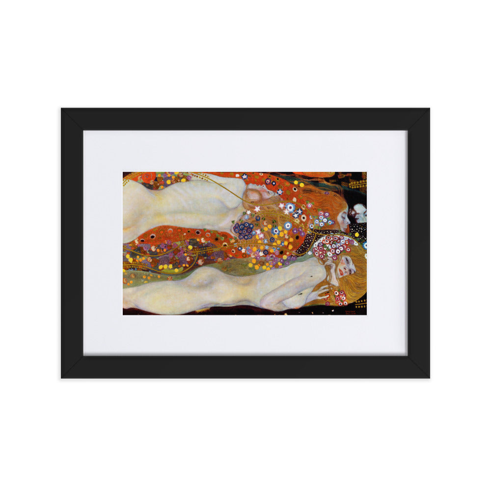 Poster mit Passepartout - Gustav Klimt, Wasserschlangen II Schwarz / 21×30 cm artlia