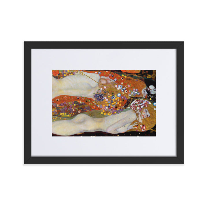 Poster mit Passepartout - Gustav Klimt, Wasserschlangen II Schwarz / 30×40 cm artlia