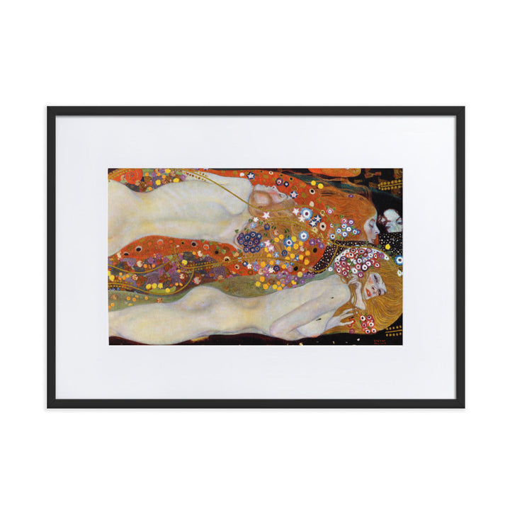 Poster mit Passepartout - Gustav Klimt, Wasserschlangen II Schwarz / 50×70 cm artlia