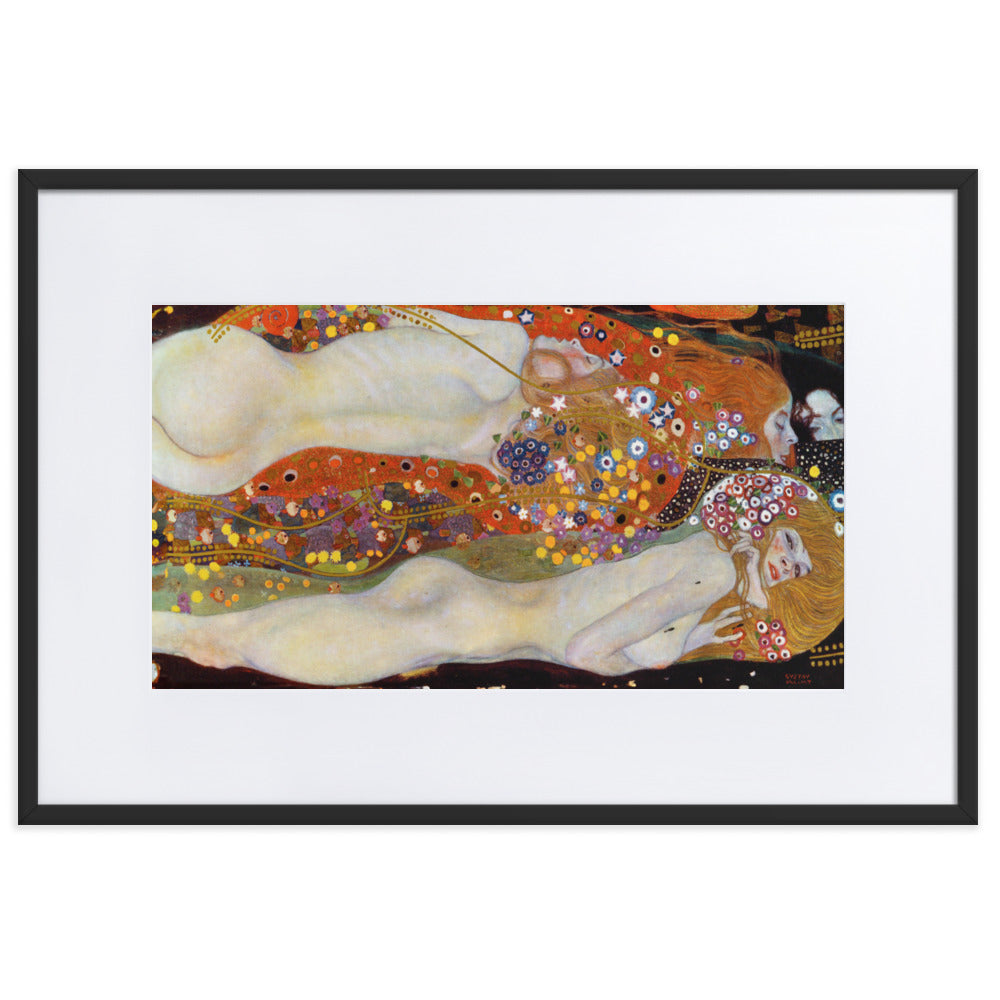 Poster mit Passepartout - Gustav Klimt, Wasserschlangen II Schwarz / 61×91 cm artlia