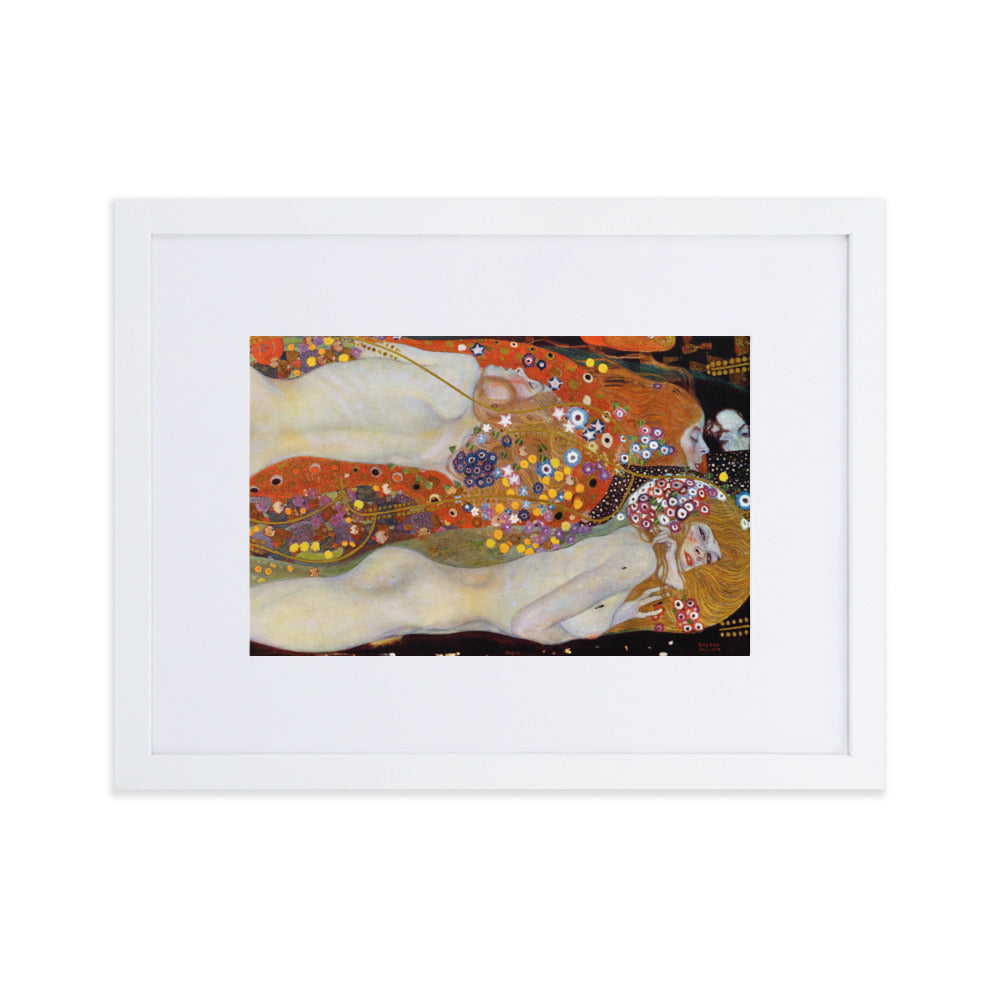 Poster mit Passepartout - Gustav Klimt, Wasserschlangen II Weiß / 30×40 cm artlia