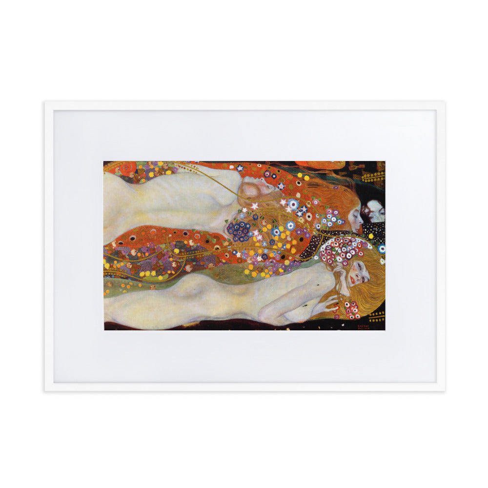 Poster mit Passepartout - Gustav Klimt, Wasserschlangen II Weiß / 50×70 cm artlia