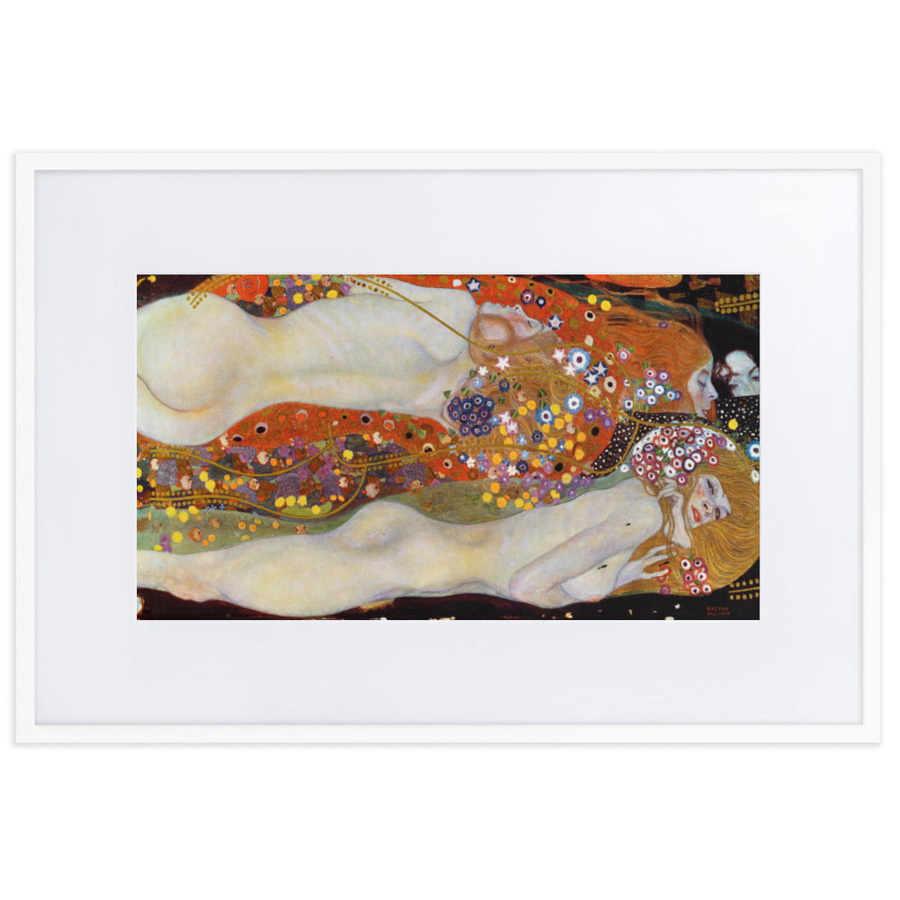 Poster mit Passepartout - Gustav Klimt, Wasserschlangen II Weiß / 61×91 cm artlia