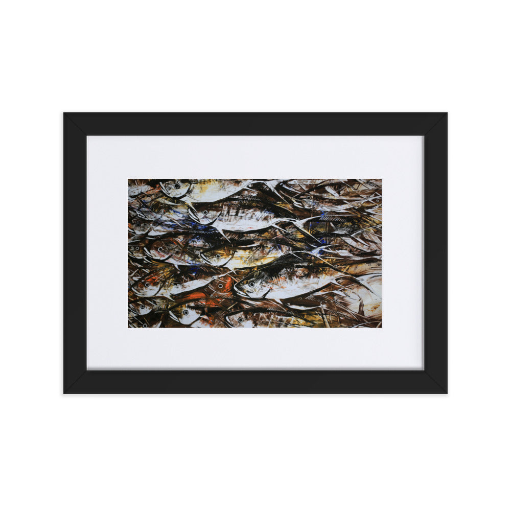 Poster mit Passepartout - Makrelen Schwarz / 21×30 cm artlia
