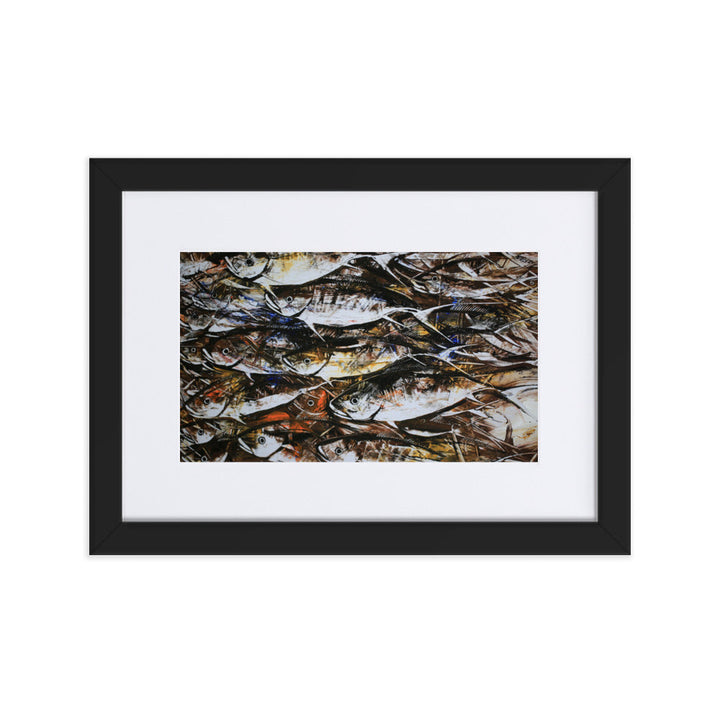 Poster mit Passepartout - Makrelen Schwarz / 21×30 cm artlia
