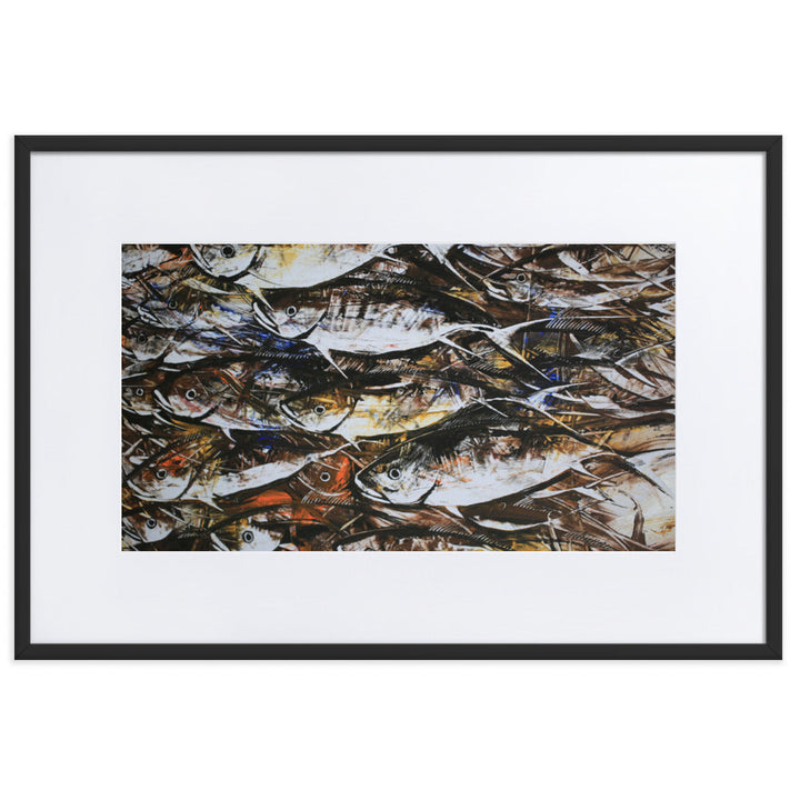 Poster mit Passepartout - Makrelen Schwarz / 61×91 cm artlia