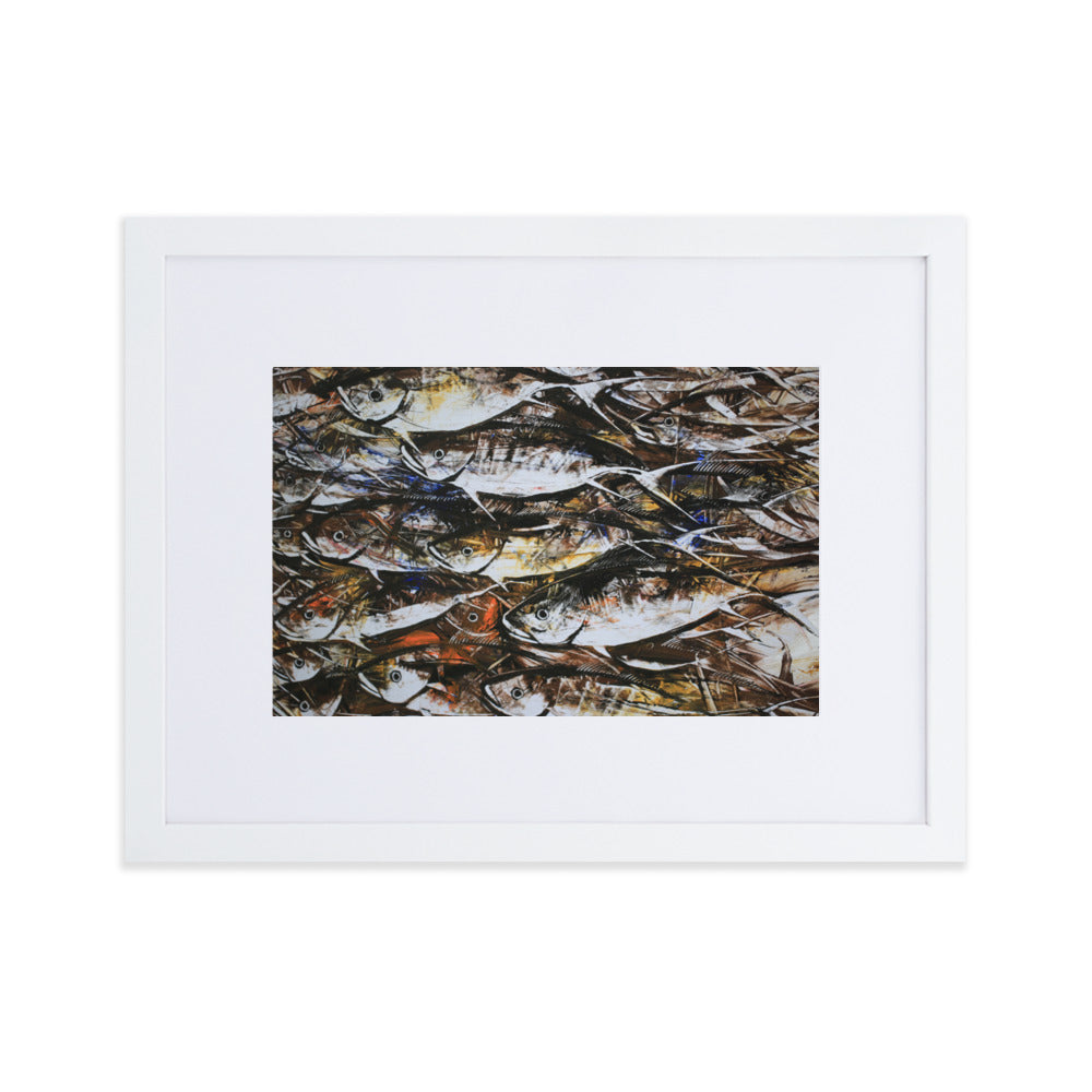 Poster mit Passepartout - Makrelen Weiß / 30×40 cm artlia