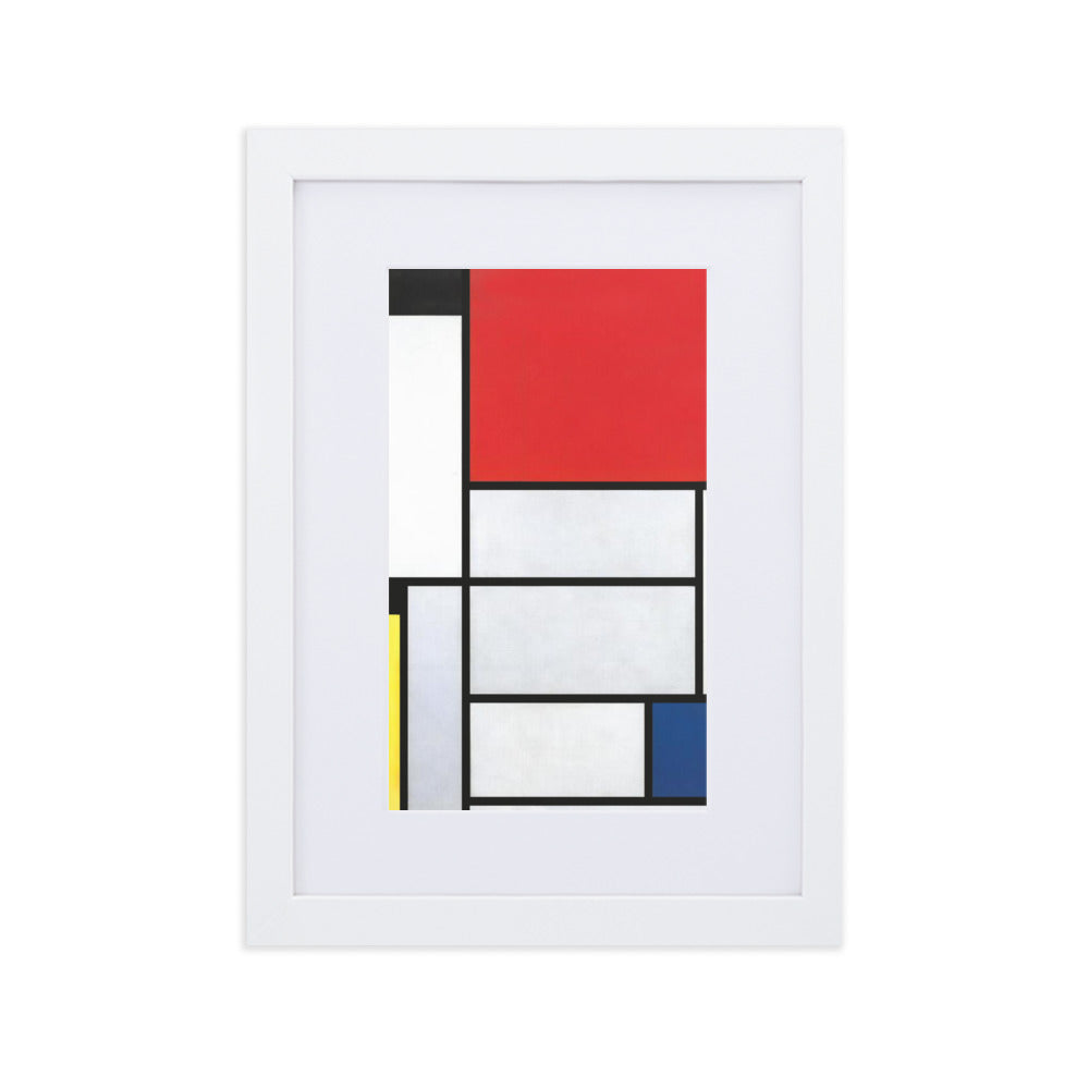 Poster mit Passepartout - Mondrian, Tableau I Weiß / 21×30 cm artlia