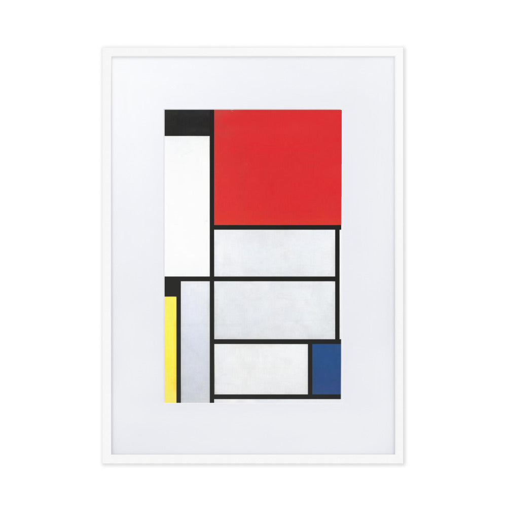 Poster mit Passepartout - Mondrian, Tableau I Weiß / 50×70 cm artlia