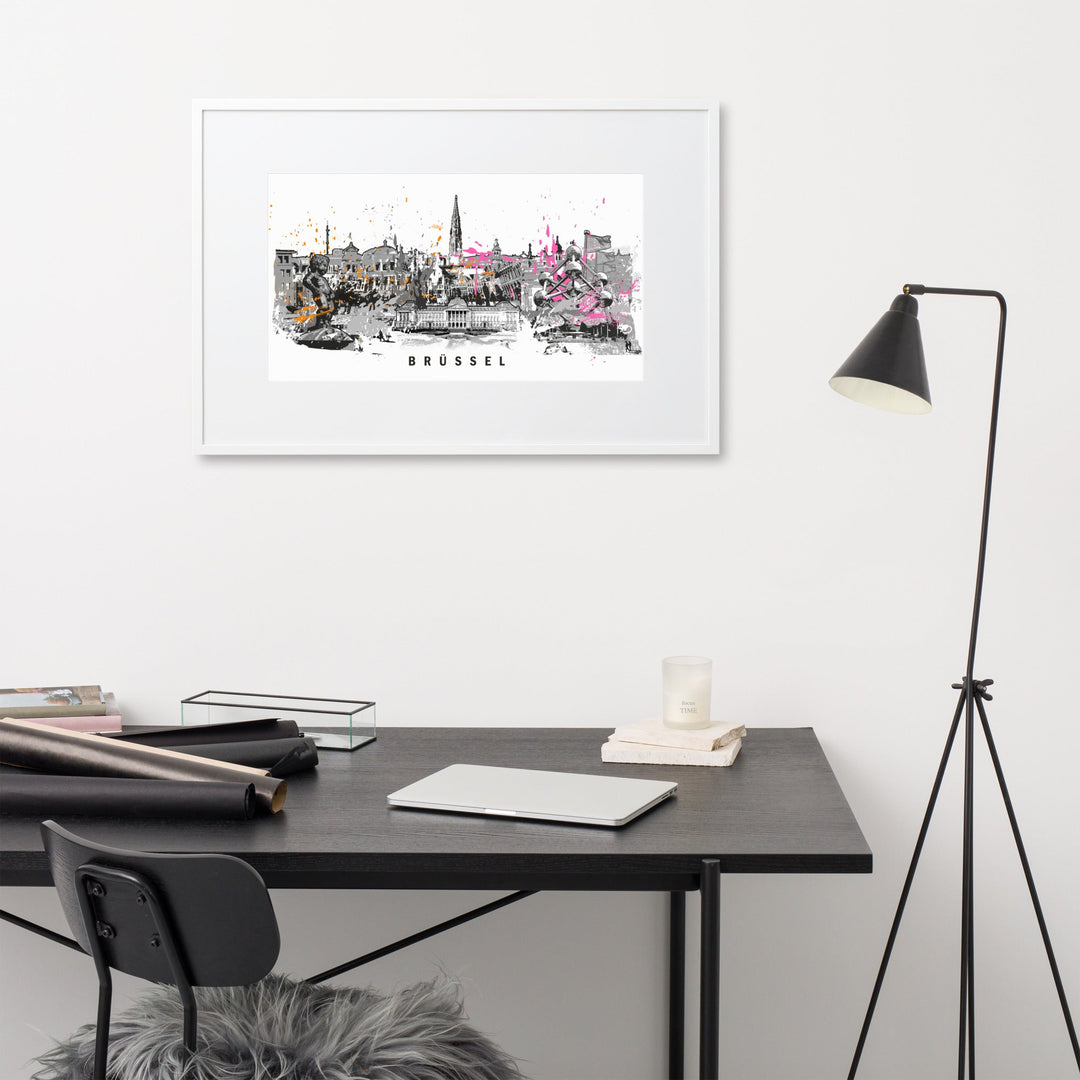 Poster mit Passepartout - Skyline Brüssel artlia