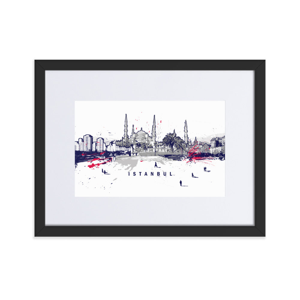 Poster mit Passepartout - Skyline Istanbul Schwarz / 30×40 cm artlia