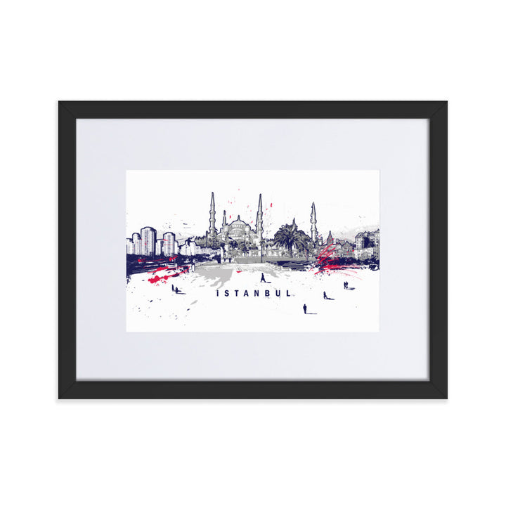 Poster mit Passepartout - Skyline Istanbul Schwarz / 30×40 cm artlia