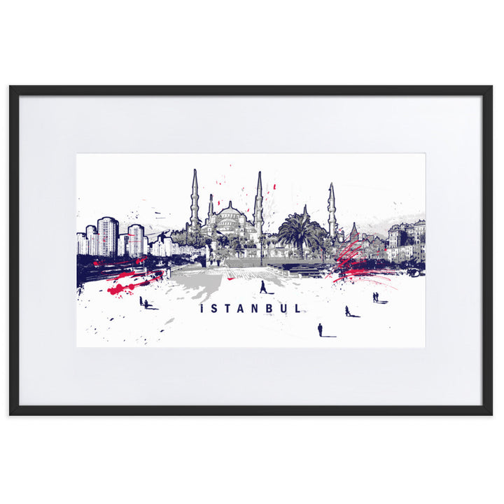 Poster mit Passepartout - Skyline Istanbul Schwarz / 61×91 cm artlia