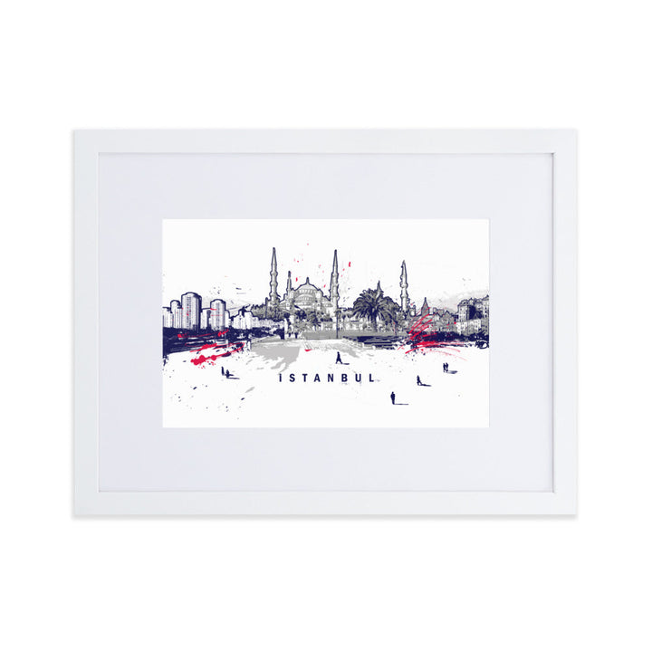 Poster mit Passepartout - Skyline Istanbul Weiß / 30×40 cm artlia