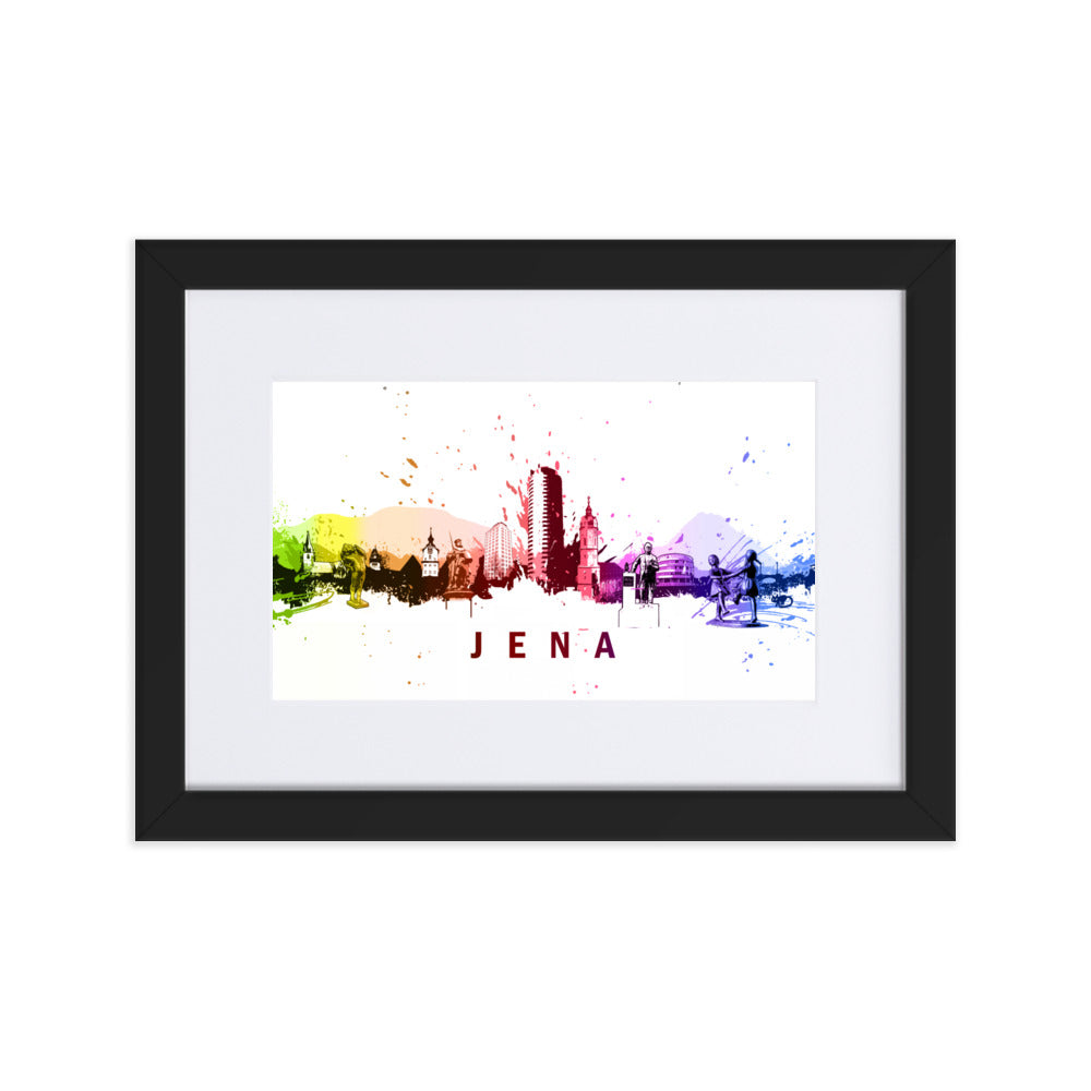 Poster mit Passepartout - Skyline Jena Schwarz / 21×30 cm artlia