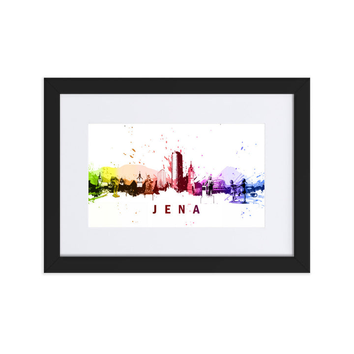 Poster mit Passepartout - Skyline Jena Schwarz / 21×30 cm artlia