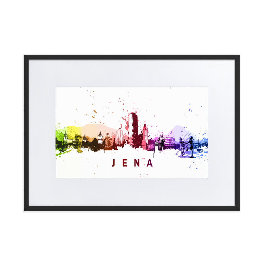 Poster mit Passepartout - Skyline Jena Schwarz / 50×70 cm artlia