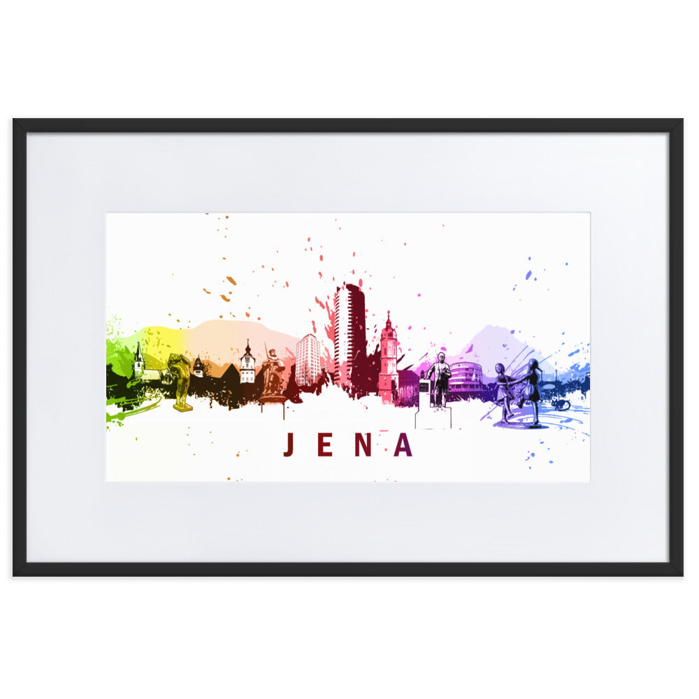 Poster mit Passepartout - Skyline Jena Schwarz / 61×91 cm artlia
