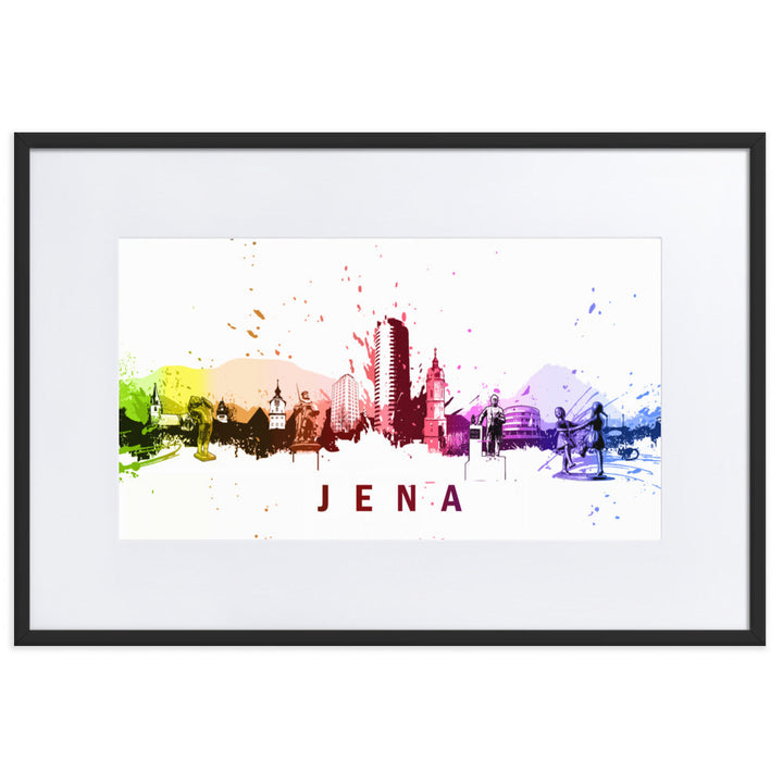 Poster mit Passepartout - Skyline Jena Schwarz / 61×91 cm artlia