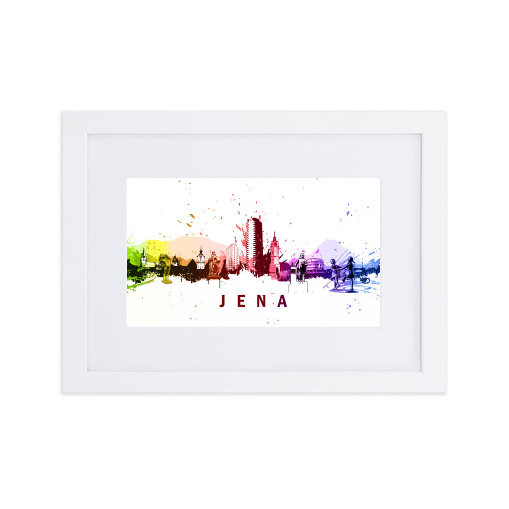 Poster mit Passepartout - Skyline Jena Weiß / 21×30 cm artlia