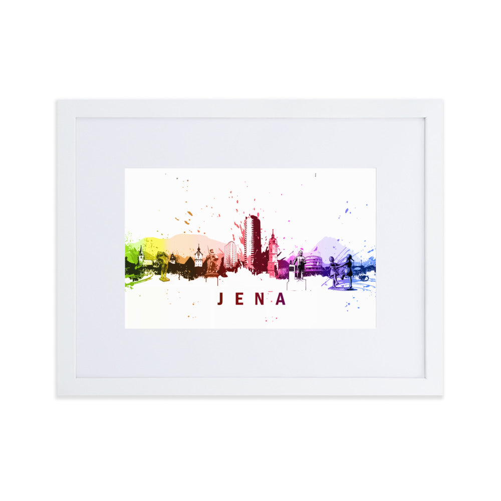 Poster mit Passepartout - Skyline Jena Weiß / 30×40 cm artlia