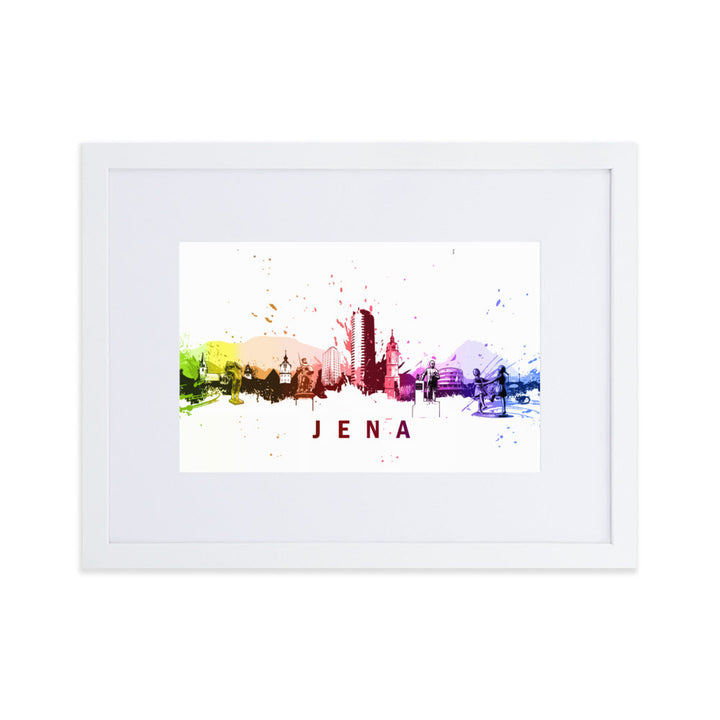 Poster mit Passepartout - Skyline Jena Weiß / 30×40 cm artlia