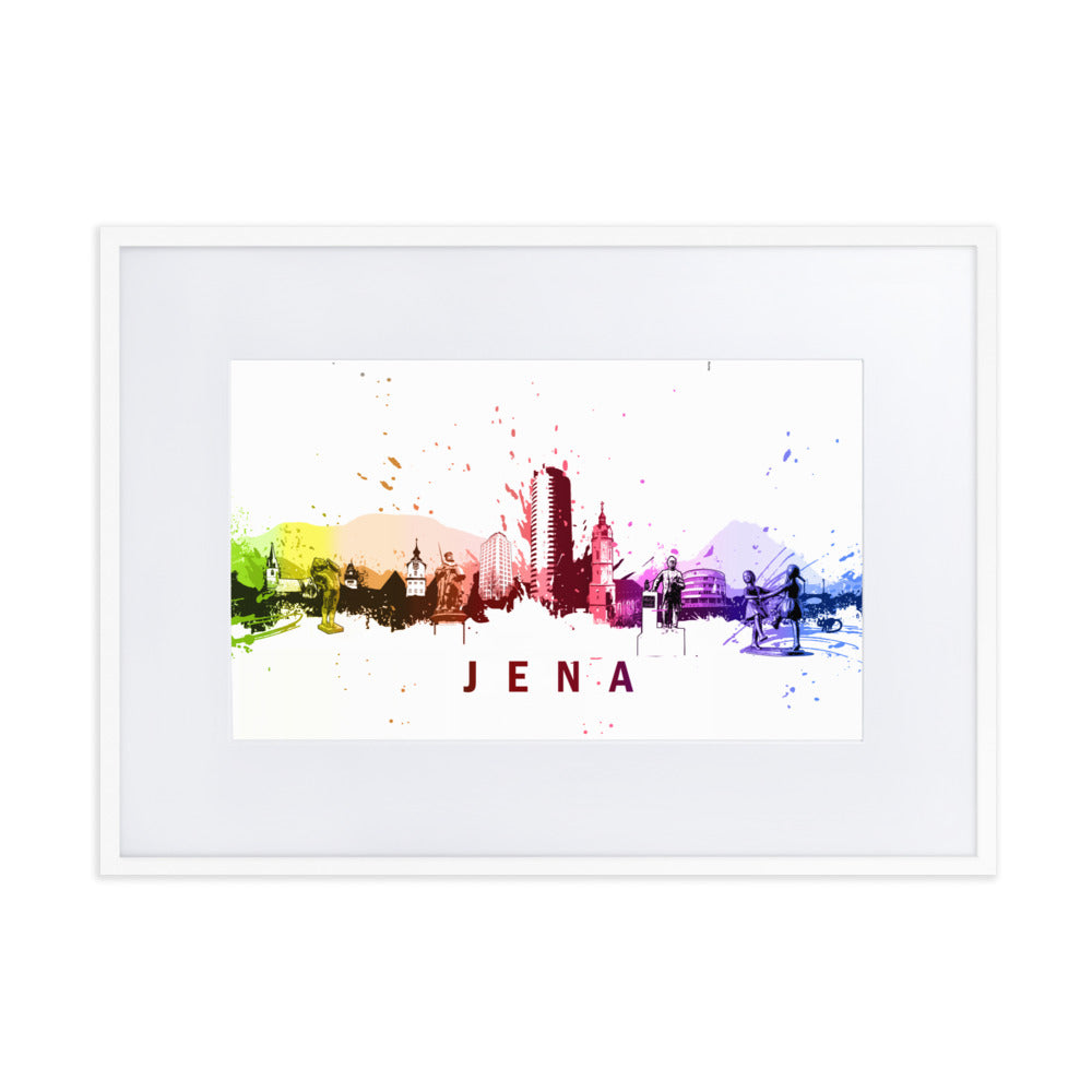 Poster mit Passepartout - Skyline Jena Weiß / 50×70 cm artlia