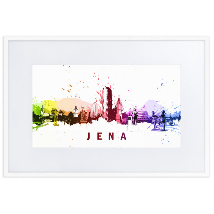 Poster mit Passepartout - Skyline Jena Weiß / 61×91 cm artlia
