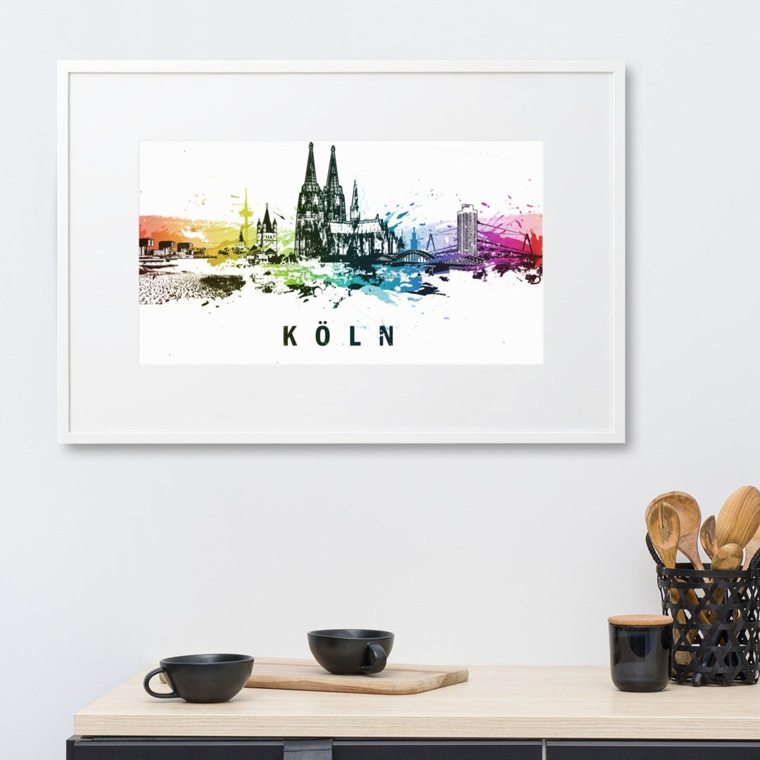 Poster mit Passepartout - Skyline Köln artlia