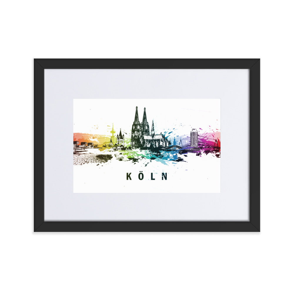 Poster mit Passepartout - Skyline Köln Schwarz / 30×40 cm artlia