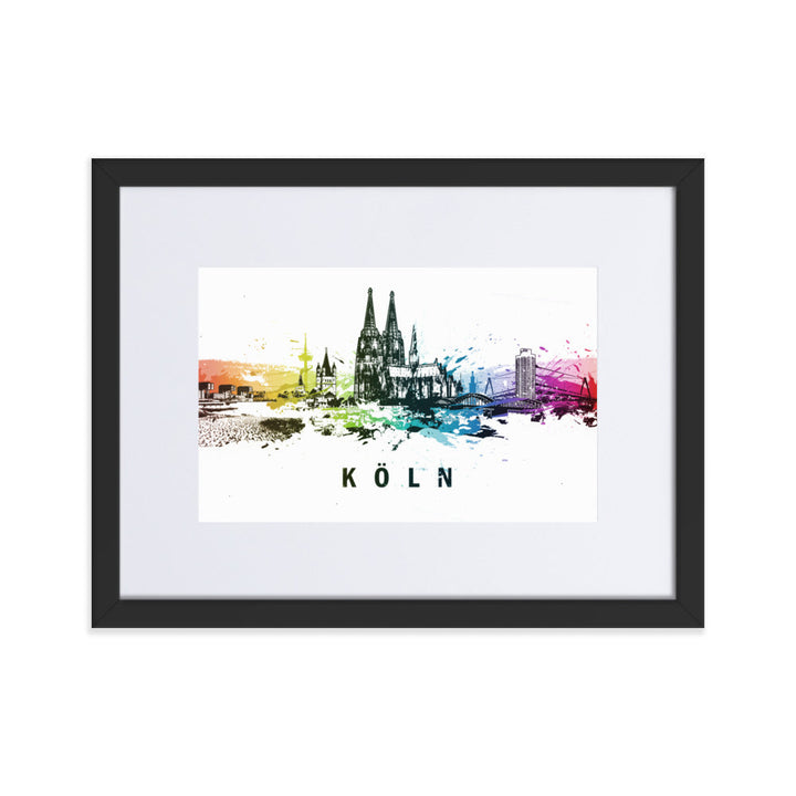 Poster mit Passepartout - Skyline Köln Schwarz / 30×40 cm artlia