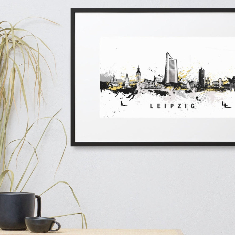 Poster mit Passepartout - Skyline Leipzig artlia